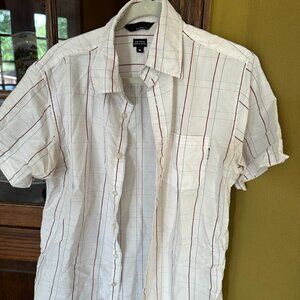 White with red plaid short sleeve shirt